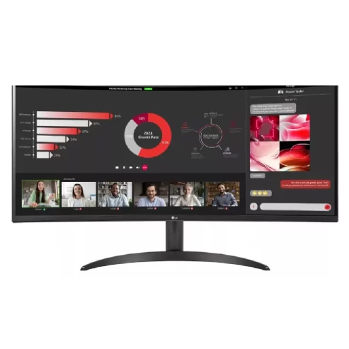 Restored LG 34WR50QCB 34″ Curved UltraWide WQHD HDR 10 100Hz Monitor with AMD FreeSync Black (Refurbished)