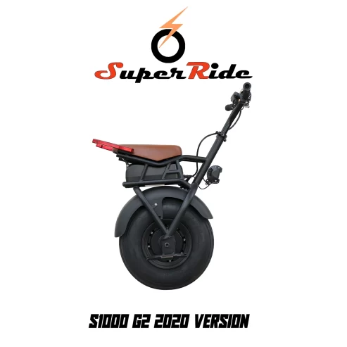 SUPERRIDE Self Balancing Electric Unicycle S1000 G2 – One Wheel Electric Scooter with Single Fat Tire & 1000W Motor, Frame, Wheel, Battery, Charger, Screen, and LED Light