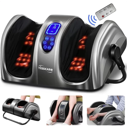 TISSCARE Shiatsu Foot Massager Machine with Heat- Kneading for Pain Relief, Plantar Fasciitis- Gray