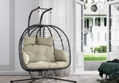 Bifanuo-Double-Wicker-Swing-Egg-Chair-Hammock-Foldable-Hanging-Loveseat-with-Stand-UV-Resistant-Removable-Cushions-700LBS-Capacity-for-Bedroom-Balcony-Black-and-Beige-cipads-freeads