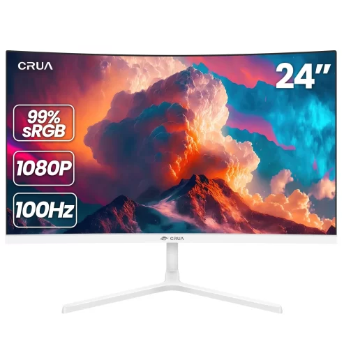 CRUA 24″ FHD 75Hz Curved Computer Monitor,1080P Narrow Bezel Office Monitor,99% SRGB,FreeSync, HDMI,White $89.99