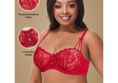 Deyllo-Womens-Unlined-Lace-Bra-Plus-Size-1-2-Cup-Demi-See-Through-Non-padded-Underwire-Support-Push-up-BrasBlack-40C-cipads-feeads5