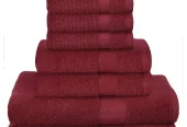 GLAMBURG Ultra Soft 8-Piece Towel Set – 100% Pure Ringspun Cotton, Contains 2 Oversized Bath Towels 27×54, 2 Hand Towels 16×28, 4 Wash Cloths 13×13 – Ideal for Everyday use, Hotel & Spa – Burgundy