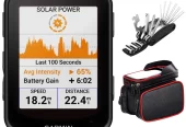 Garmin 010-02694-20 Edge 540 Solar, Compact GPS Cycling Computer, Device Only Bundle with Deco Gear 16-in-1 Multi-Function Bike Mechanic Repair Tool Kit & Deco Essentials Bike Frame Cell Phone Mount