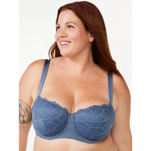 Joyspun Women’s & Women’s Plus Size Underwire Balconette Bra, Sizes 38DD to 46DDD