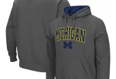 Men’s Colosseum Charcoal Michigan Wolverines Arch & Logo 3.0 Pullover Hoodie at walmart near me