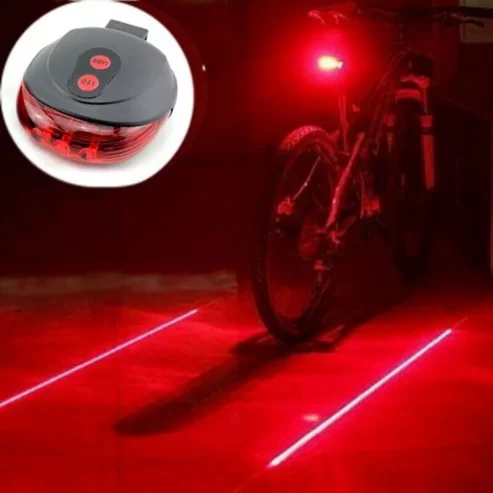 N1- Bike Light Rear Tail 5 LED + 2 Laser Flashing Safety Warning, High flash Leaser Beam for your Bicycle – Red, New