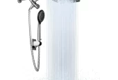 Ophanie 12 Inch High Pressure Rain Shower Head Combo with Adjustable Extension Arm – Wide Rainfall & 5 Spray Handheld Showerhead – Dual Anti-Clog Nozzles for Ultimate Shower Experience, Silver Chrome