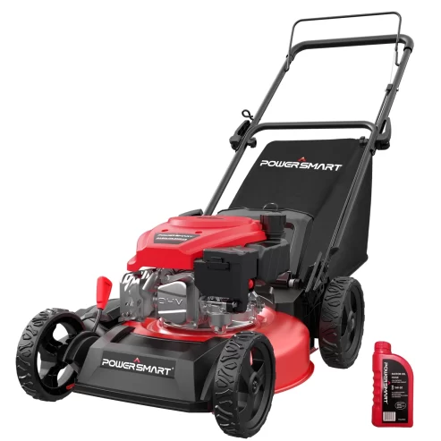 PowerSmart Gas Push Lawn Mower 17-inch 144cc Engine, 3-in-1 with Bagger, 6-Position Height Adjustment