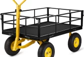 SKYSHALO Heavy Duty Steel Garden Cart 1200 lbs Lawn Utility Cart w/ Removable Sides to Convert into Flatbed, Utility Metal Wagon with 2-in-1 Handle and 13 in Tires, Perfect for Garden, Farm, Yard