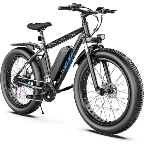 Vivi Electric Bike 26″ x 4.0 Fat Tire Electric Bike 500W All Terrain Electric Bike Long Range Electric Mountain Bike with 48V 13Ah Removable Battery, UL2849 Certified