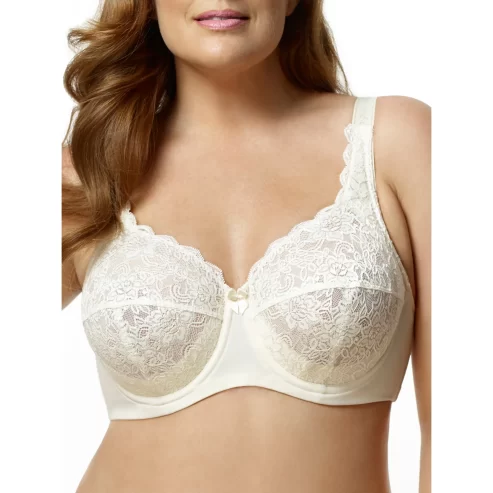 Women’s Elila 2311 Full Coverage Stretch Lace Underwire Bra (Ivory 42G)