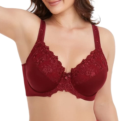 Women’s Sexy Lace Embroidered Bras Full Coverage Unlined Underwire Plus Size Bra 42DDD