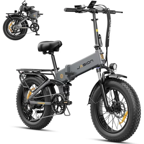 Yoloway X-Hunter Electric Bike for Adults, 750W Peak Motor 30MPH Max Speed,48V 13AH Removable Battery, Full Suspension System Design,20”*4.0 Fat Tire Foldable Ebike 7-Speed Bicycles 2024