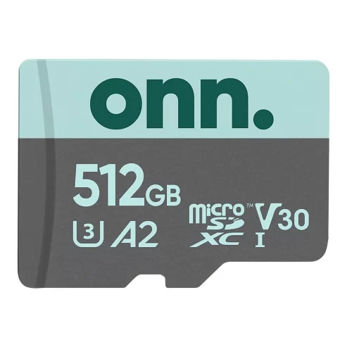 onn. 512GB Class 10 U3 V30 MicroSDXC Flash Memory Card