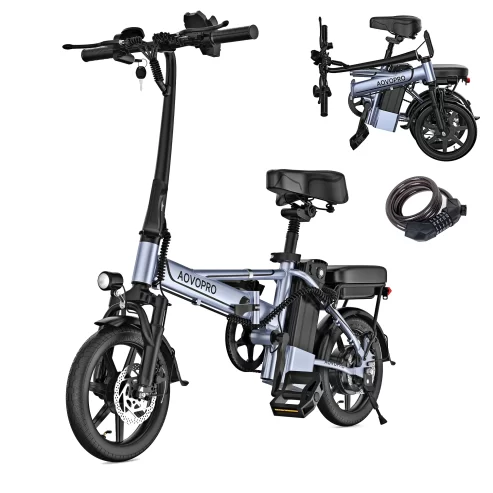 AOVOPRO EB60P Electric Bike 500W 48V 15.6Ah, 14′ Mini Ebike for City Commuter, Folding Electric Bicycle for Adult with Two Seats UL2849 at walmart.com near me