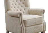 Better Homes & Gardens Tufted Push Back Recliner, Beige Fabric Upholstery