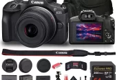 Canon EOS R100 Mirrorless Camera with 18-45mm Lens (6052C012) + Bag + 64GB Card + LPE17 Battery + Charger + Card Reader + Flex Tripod + Cleaning Kit + Memory Wallet at walmart.com near me