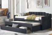 EUROCO Twin Size Upholstery Daybed, Storage Sofa Bed with Drawers and Moveable Twin Trundle Bed for Kids and Adults, No Box Spring Needed, Dark Gray at walamrt.com near me