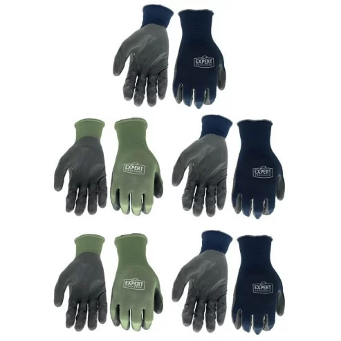 Expert Gardener 5 Pair Nitrile Garden Gloves, Medium,