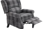 Grey Check Recliner Chair – Adjustable Backrest