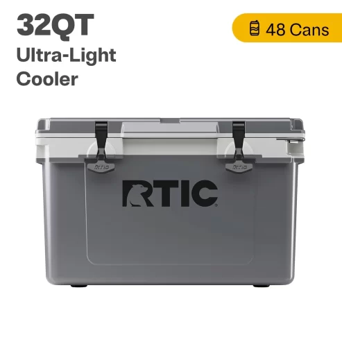 RTIC 32 QT Ultra-Light Hard-Sided Ice Chest Cooler, Dark Grey and Cool Grey, Fits 48 Cans