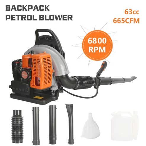 Wharick 63CC Leaf Blower, 2-Stroke Backpack Gas Powered Leaf Blower, Snow Blower Leaf Blower for Dust, Snow Debris,Yard