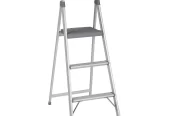 Cosco Lite Solutions 3-step Step Stool, 9ft 3in Max Reach (Aluminum and Gray, 1 Pack)