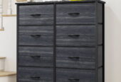 Dextrus 8 Drawers Dresser, Fabric Storage Tower, Organizer Unit for Bedroom, Hallway, Living Room, Charcoal Black Wood Grain Near Me