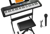 Donner New Arrival DEK-200 61 Key Piano Full-Size Electronic Keyboard Set, Dual Keyboard, Auto Accompaniment, Metronome, Record, Includes 300 Tones and Rhythms, with Stand, Bench, Microphone Near Me