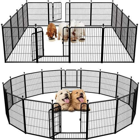 FXW Rollick Dog Playpen Outdoor,16 Panels 32″ Height Metal Mesh Dog Fence Exercise Pen with Doors for Large/Medium/Small Dogs, Pet Puppy Playpen for RV, Camping, Yard Near Me