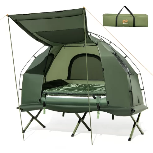 Goplus 1-Person Waterproof Camping Tent Cot with Air Mattress, Pillow, Sleeping Bag Near Me