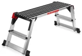 Goplus 330lbs Aluminum Step Stool Folding Bench Work Platform Non-slip Drywall Ladder