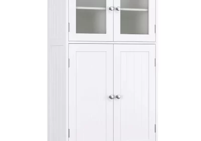 Homfa-Bathroom-Storage-Cabinet-42.7-H-Floor-White-Wooden-Linen-Cabinet-with-Shelves-and-Doors-cipads-freeads