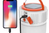 LED Camping Lantern Rechargeable, 4 Light Modes, 2400mAh Power Bank, IP44 Waterproof, Solar Camp Lantern with USB Cable, for Equipment Charging, Life Saving Kit, Hiking, Fishing, Home, Camping Near Me