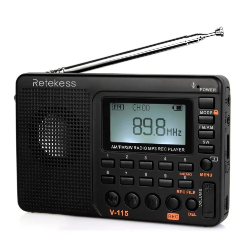 Retekess V115 Digital Radio AM FM, Portable Shortwave Radios, Rechargeable Radio Digital Tuner and Presets, Support Micro SD and AUX Record, Bass Speaker near me