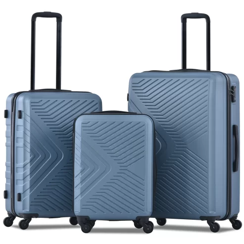 Travelhouse 3 Piece Hardshell Luggage Set Hardside Lightweight Suitcase with TSA Lock Spinner Wheels 20in24in28in.(Blue),