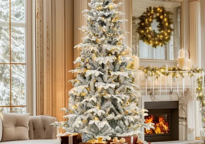 Uforic-6.5ft-Pre-Lit-Snow-Flocked-Artificial-Christmas-TreeLayered-Artificial-Christmas-Tree-with-760-PE-PVC-Mixed-Branch-Tips-cipads-freeads