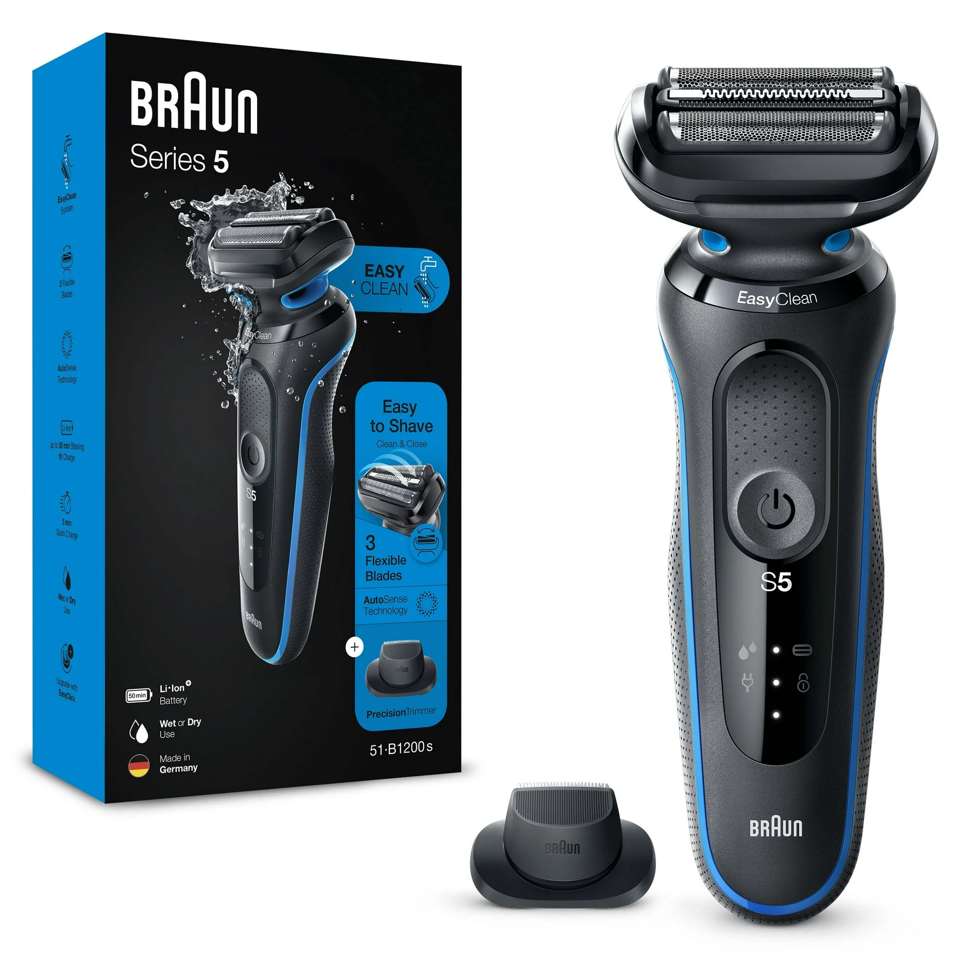 Braun Series 5 5018s Rechargeable Wet Dry Men’s Electric Shaver with Charging Stand