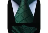 HISDERN Ties for Men Plaid Checked Mens Ties Pocket Square Tie Set Formal Business Wedding Neckties