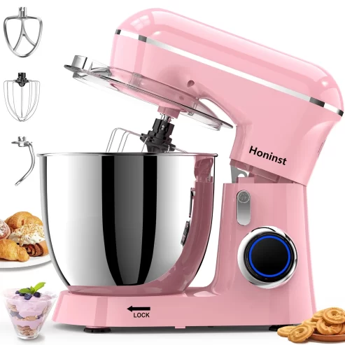 Honinst 6.5 QT Electric Stand Mixer, 10+P Speeds Lightweight with Tilt-Head Kitchen Stand Mixer, Dough Hook, Whisk, Beater and Bowl, Food Mixer for Baking, Cake and Most Home Cooks Near Me