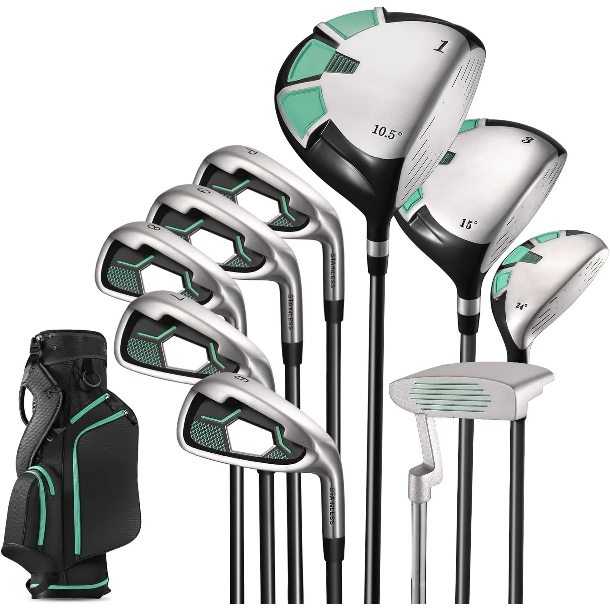 Naipo Golf Club Set 9-Piece Complete Golf Set for Right Handed with Stand Bag & 3 Bonus Head Covers