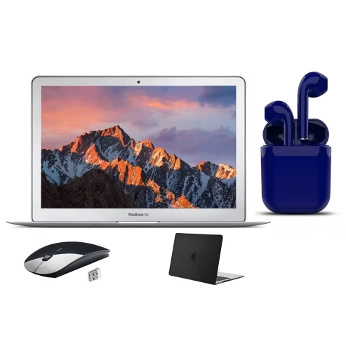 Restored Apple MacBook Air 11.6-inch Intel Core i5 128GB SSD 4GB RAM Bundle: USA Essentials Bluetooth/Wireless Airbuds, Black Case, Wireless Mouse By Certified 2 Day Express (Refurbished)