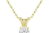 SuperJeweler 14 Karat Yellow Gold 1/6 Carat Diamond Solitaire Necklace, 18 Inches For Women Near Me