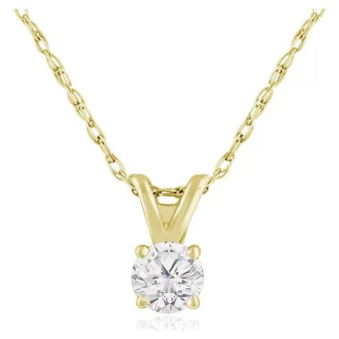 SuperJeweler 14 Karat Yellow Gold 1/6 Carat Diamond Solitaire Necklace, 18 Inches For Women Near Me