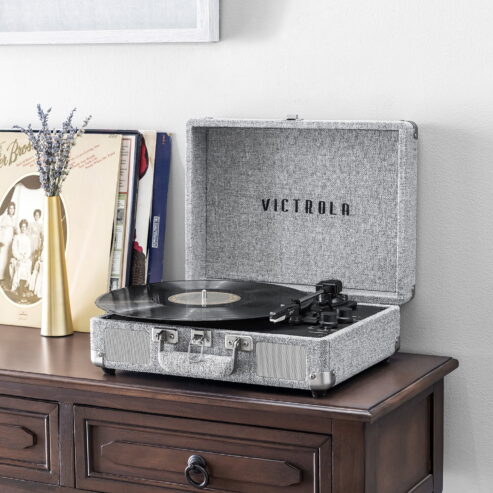 Victrola Journey+ Signature Bluetooth Suitcase Record Player- Grey at walmart.com