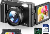 Vlogging Camera 4K Digital Camera for Youtube Autofocus with 32GB SD Card,180°Flip Screen 16X Digital Zoom 48MP Video Cameras Camcorder for Photography near Me