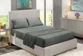 Clara Clark King Size Deep Pocket 4 Piece Bed Sheets Set, Hotel Luxury Soft Double Brushed Microfiber, Cool & Breathable, Wrinkle Free, Easy Care, Charcoal Gray