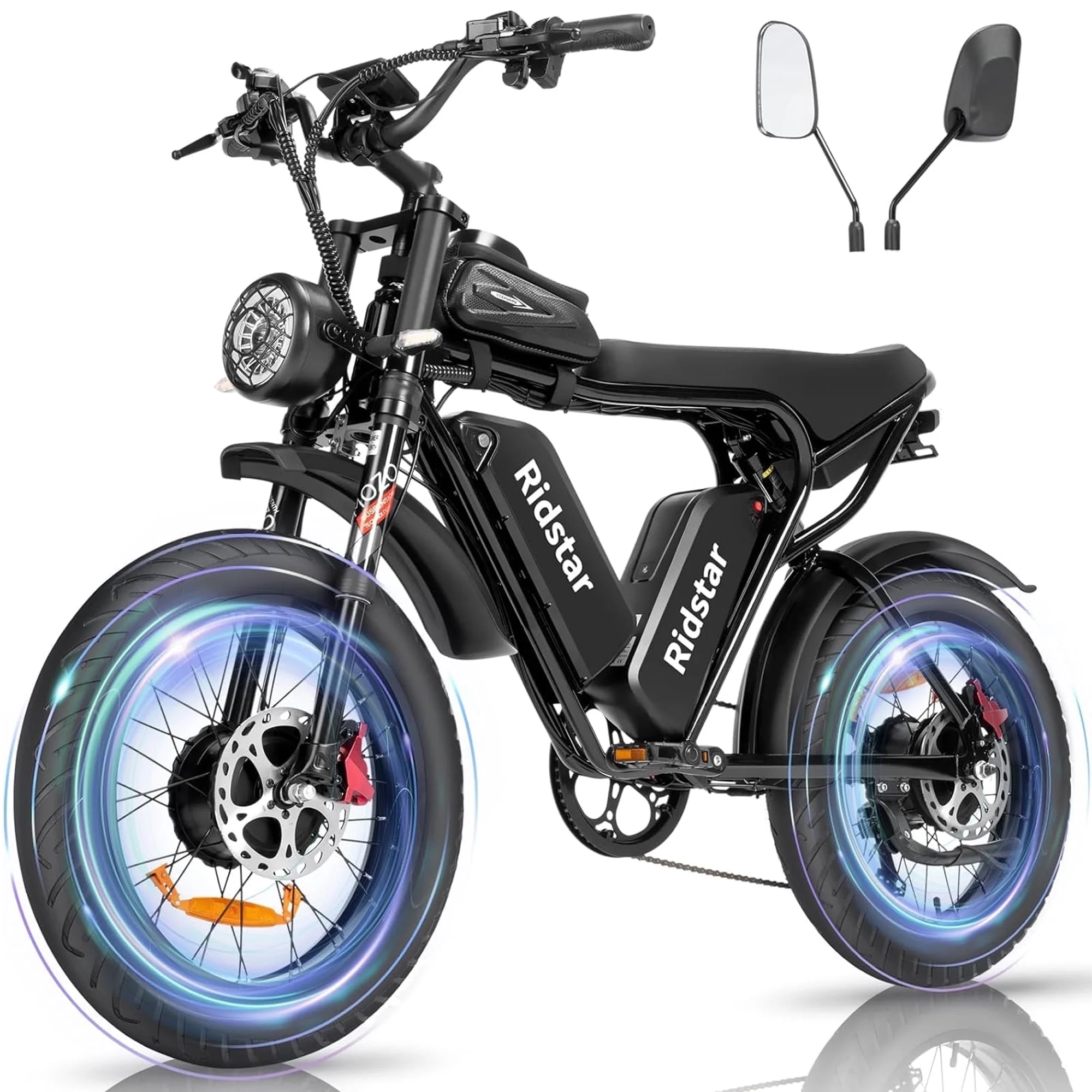 Electric Bicycle for Adults,Dual Motor PEAK 3000W MBT 35MPH Mountain Bike,52V/40Ah Removable Battery 20″ Fat Tire E-Bike 7 Speed Full Suspension All-Terrain Electric Bike UL2849