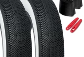 Happy Ebikes CITYSCAPE Fat Tire Set, All-Terrain 20 Inch Bike Tires for E-bike, MTB, Motorcycle Tires, Mountain Bike Tires, Whitewall, 20’’ x 4’’, 2-Pack